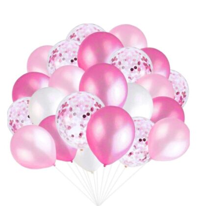 Balloons for Baby Girl | Confetti, White & Pink Balloons