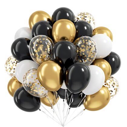 Balloons for Party | Confetti, White, Black Balloons