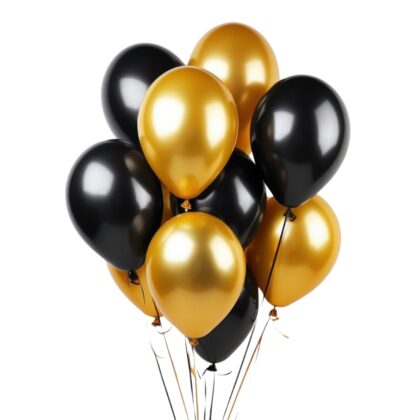 Black and Golden Helium Balloons