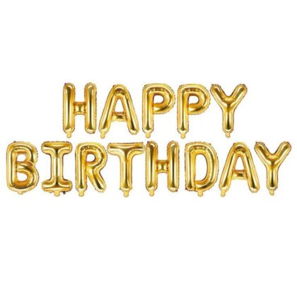 Happy Birthday Foil Alphabets Balloons | Golden