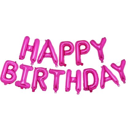 Happy Birthday Foil Alphabets Balloons | Pink