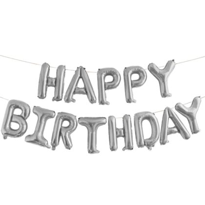 Happy Birthday Foil Alphabets Balloons | Silver