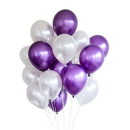 Purple and White Helium Balloons