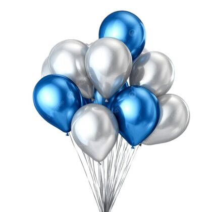 Silver and Blue Foil Balloons