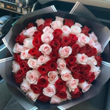 100 Pink & Red Roses in Me and You