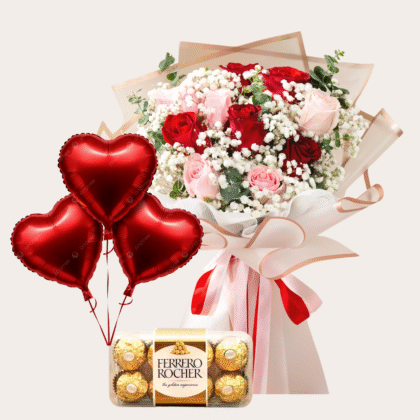 12 Roses Bouquet + Ferrero Rocher Box - 209 AED (20% OFF)