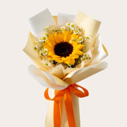 Bella Bright Single Sunflower Bouquet UAE – Luxury Delivery Dubai(1)