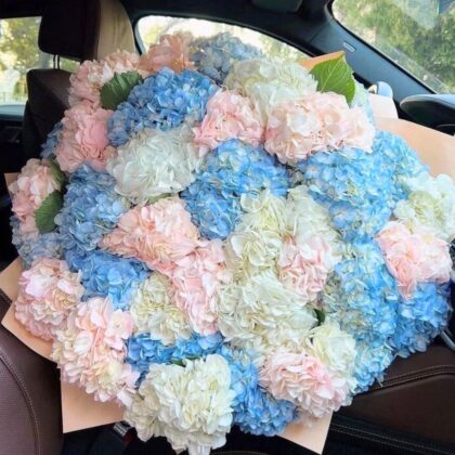 Blue, Pink & White Hydrangea Bouquet in  Your wellcome