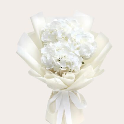 Elegant White Hydrangea Bouquet Dubai (Sympathy/Anniversary)