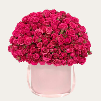 Signature Pink Box | Dark Pink Roses | Luxury Floral Arrangement UAE